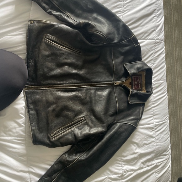 Andrew Marc Black Leather Bomber Jacket